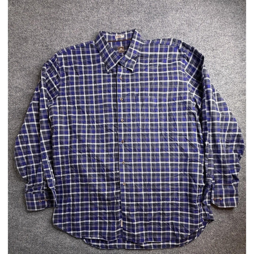 Peter Millar Shirt Mens XL Blue Plaid 100% Cotton Long Sleeve‎ Button Down